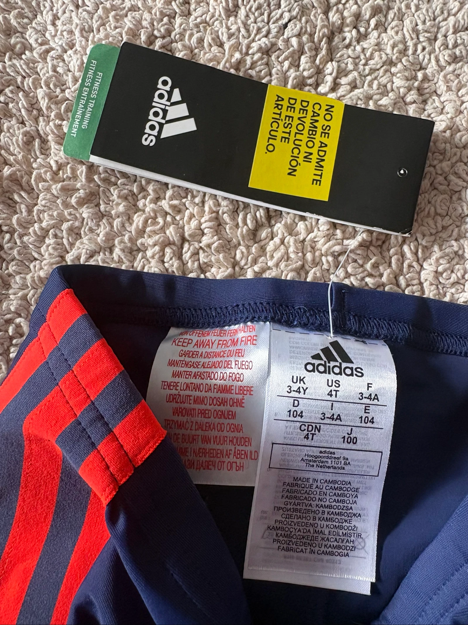 Biquíni adidas infantil 3-4 anos 104 cm azul vermelho novo com etiquetas – photo 2